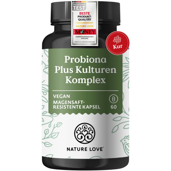 Nature Love Probiona PLUS – 120 Mrd KBE Probiotikum mit 20 Bakterienstämmen & Bio-Inulin
