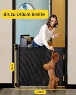 dearlomum Treppenschutzgitter ausziehbar 0–140 cm – Sicherheitsgitter für Baby, Katzen & Hunde – Bild 2
