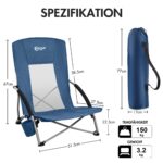 Portal Campingstuhl 2er Set – Faltbar mit Getränkehalter bis 180 kg Tragkraft – Bild 3