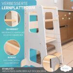 KYWAI Montessori Lernturm ab 1 Jahr – Höhenverstellbar, Robustes Holz, Doppelte Sicherheit – Bild 5