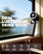 Diveblues Tragbarer Turbo Handventilator 9m/s – 3-in-1 Ventilator mit 12h Akku – Bild 5