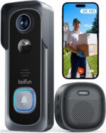 BOIFUN WLAN Videotürklingel 2K mit Nachtsicht, Bewegungserkennung & Alexa-Kompatibilität
