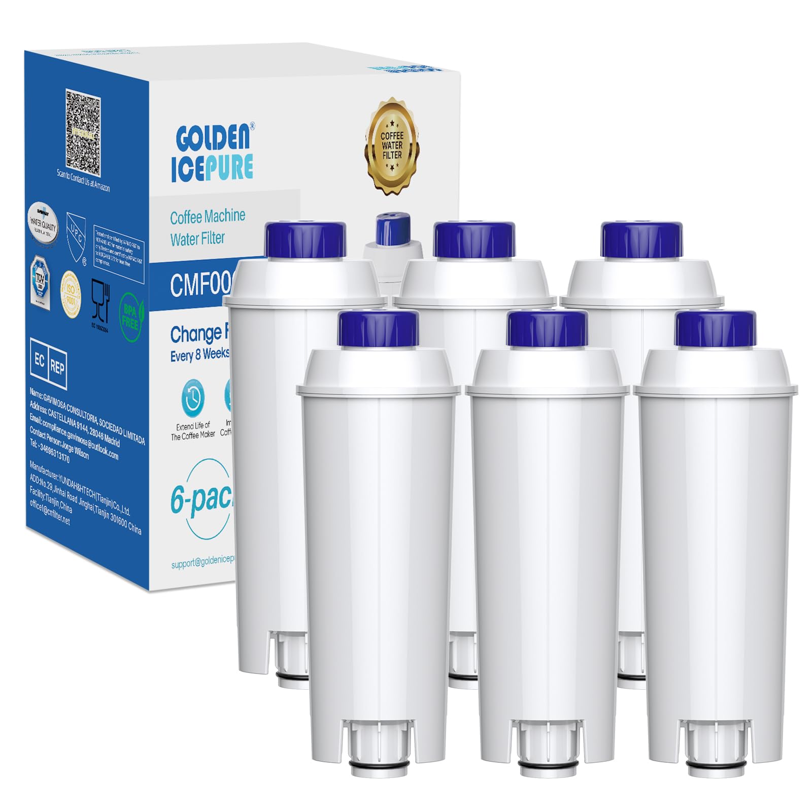 71lvAcrLB-L._SY1600_.jpg GOLDEN ICEPURE Wasserfilter für Kaffeevollautomaten – 6er Pack für De'Longhi & mehr – Bild 1