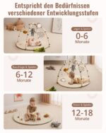 Blissful Diary Spielbogen Baby 85x85 cm – Activity Decke mit 6 abnehmbaren Spielzeugen – Bild 6
