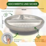 Rilli Edelstahl Babyteller mit Saugnapf & 3 Fächern – Thermoisolierend für BLW – Bild 2