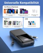 CFIAI Power Bank 40000mAh mit 22,5W PD – Schnellladegerät mit 3 Anschlüssen für iPhone & Android – Bild 6