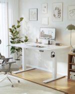 JUMMICO Elektrischer Steh-Sitz Schreibtisch 120x60 cm – Höhenverstellbar mit USB-Ladeanschluss – Bild 2
