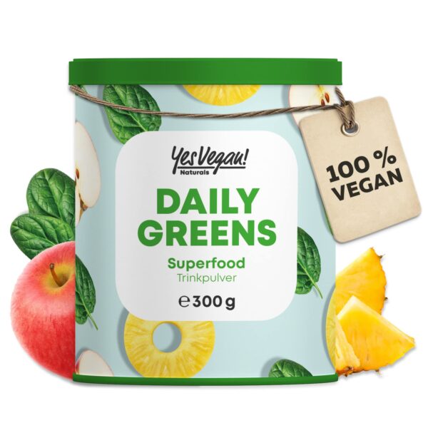 Daily Greens Superfood Pulver 300g – Veganes Nährstoffkonzentrat mit Gerstengras & B12