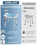 HOMLAND Duschhocker Höhenverstellbar – Rutschfester Badhocker bis 180 kg für Senioren – Bild 8