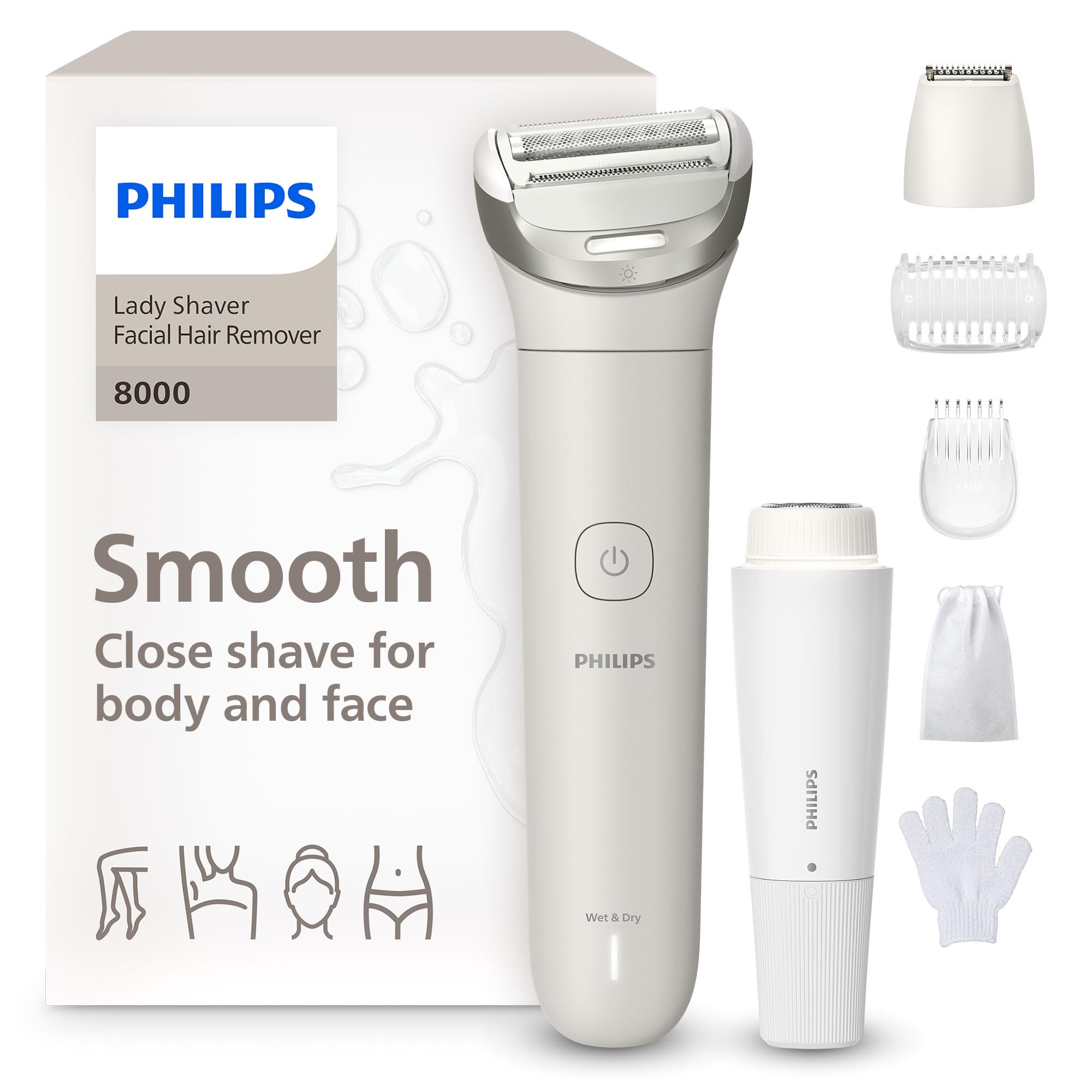 71mJQmQ3UsL._SY2000_.jpg Philips Lady Shaver Series 8000 – Kabelloser Damenrasierer mit flexiblem Kopf & LED für Körper – Bild 1