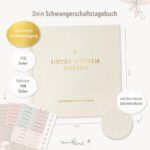mintkind® Schwangerschaftstagebuch Leinen – 112 Seiten Hardcover mit Sticker Set für werdende Mütter – Bild 2
