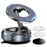MSXTTLY Magnetische Autohalterung mit Vakuum-Saugnapf – 360° drehbar für iPhone & Android