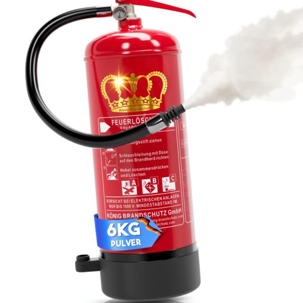 König Feuerlöscher Pulver 6 kg ABC – DIN EN 3 Dauerdruck mit Wandhalterung