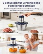 Bear Elektrischer Fleischwolf 2L+1.8L mit 600W & 2 Geschwindigkeiten – Häcksler für Fleisch & Gemüse – Bild 3