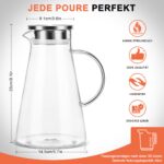 SUSTEAS 2 Liter Glaskrug mit Edelstahldeckel – Hitzebeständige Karaffe für Getränke – Bild 3
