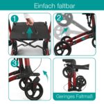 ELONEO Aluminium-Rollator faltbar mit Sitz – Leichtgewicht-Gehhilfe für mobile Senioren – Bild 4