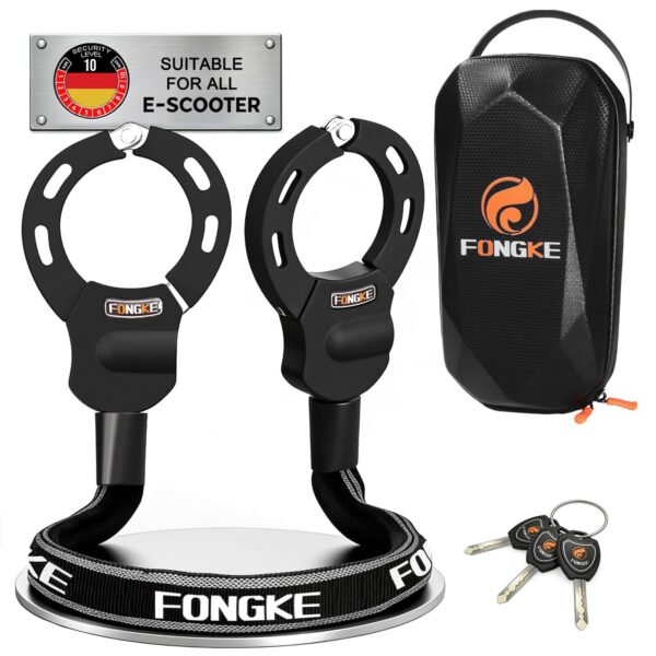 FONGKE Handschellenschloss mit EVA-Tasche – Hochsicherheits-Kettenschloss für E-Scooter & Fahrrad
