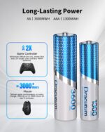 Dracutum Wiederaufladbare Lithium Batterien Set – 8er Pack (4 AA & 4 AAA) mit Ladegerät – Bild 2