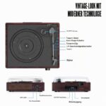 Mersoco Bluetooth Plattenspieler mit 3-Gang & Holzdesign – Tragbarer Vinyl-Player – Bild 2