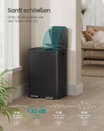 SONGMICS Tretmülleimer 2 x 30 L mit Softclose – Doppel-Abfalleimer für die Küche – Bild 5