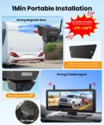 AUTO-VOX Kabellose Solar-Rückfahrkamera 7,2" 1080P mit DVR – Magnetische Installation für LKW & Anhänger – Bild 2