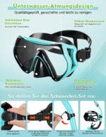 Hydomi Schnorchelset Erwachsene mit 180° Panoramablick & Dry Top System – Anti-Fog Tauchmaske – Bild 5
