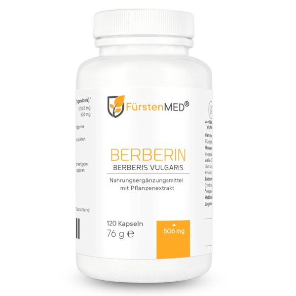 FürstenMED® Berberin Kapseln 506mg – Hochdosiert aus reinem Berberis Vulgaris für optimales Wohlbefinden