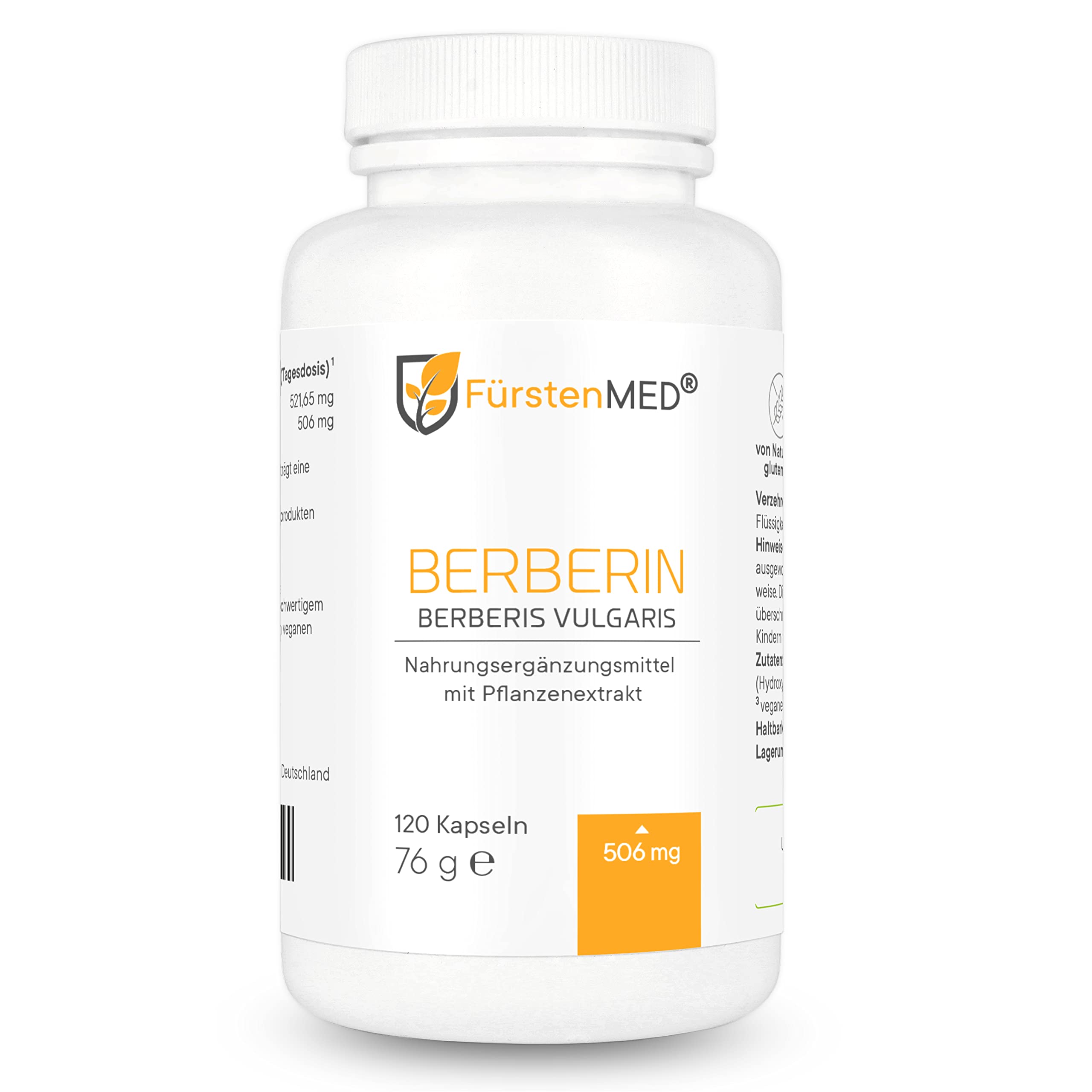 71nRV3mD-3L._SY2560_.jpg FürstenMED® Berberin Kapseln 506mg – Hochdosiert aus reinem Berberis Vulgaris für optimales Wohlbefinden – Bild 1