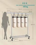 SONGMICS Kleiderständer mit Rollen – 100 kg Tragfähigkeit & ausziehbare Stange – Bild 3