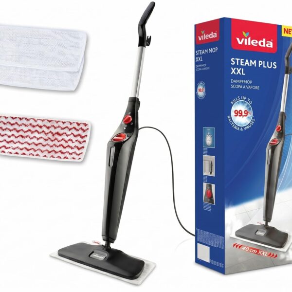 Vileda Steam Plus XXL Dampfreiniger – 40 cm Wischerplatte für hygienische Bodenreinigung ohne Chemie