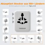 TESSAN Universal Reiseadapter mit 5 USB – Internationaler Steckdosenadapter für 150+ Länder – Bild 4