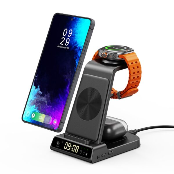 Phelinta 3-in-1 Wireless Charger – Induktive Ladestation für Samsung Galaxy S26/S25/S24 & Watch