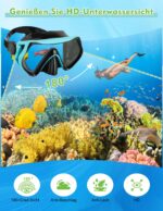 Hydomi Schnorchelset Erwachsene mit 180° Panoramablick & Dry Top System – Anti-Fog Tauchmaske – Bild 2