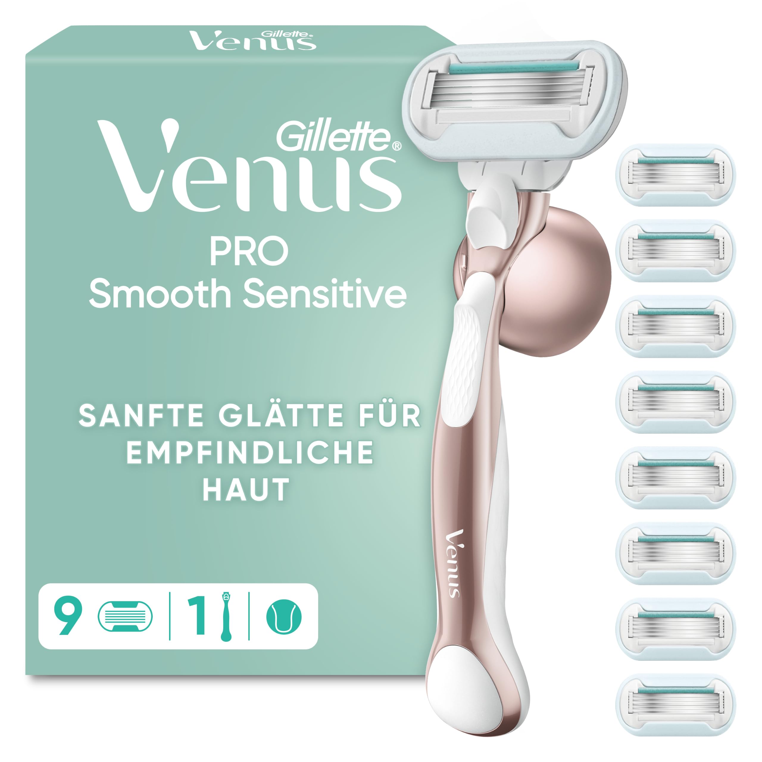 71o0XN9-1hL._SY2560_.jpg Gillette Venus Pro Smooth Sensitive Damenrasierer Rosegold – 5-Klingen-Rasierer für empfindliche Haut – Bild 1