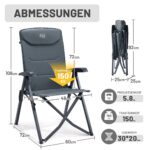 TIMBER RIDGE Campingstuhl Faltbar 150kg – 4-fach verstellbar mit Kopfstütze & Tasche – Bild 2