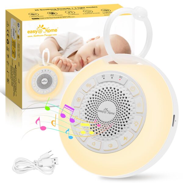 Easy@Home Weissrausch-Soundmaschine – tragbare Einschlafhilfe mit 26 Sounds & LED-Nachtlicht