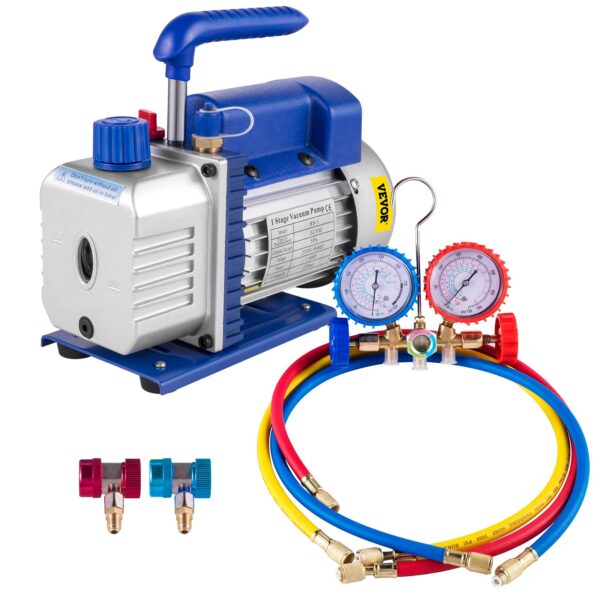 VEVOR Vakuumpumpe 3 CFM 1/4 HP – Professionelles HVAC-Set mit Sammler-Messgerät