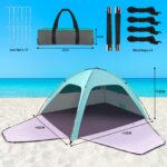 Strandmuschel UV-Schutz 80+ für 1-3 Personen – Pop-up Strandzelt mit Reissverschluss – Bild 2