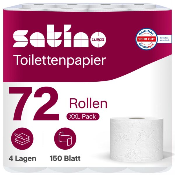Satino Prestige 4lagiges Toilettenpapier 72 Rollen – Premium Zellstoff für optimale Weichheit