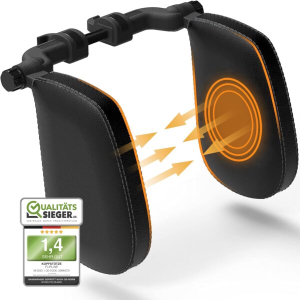 FLIPLINE Auto-Kopfstütze mit schwarzen Nähten – ergonomische Nackenstütze für Kinder & Erwachsene