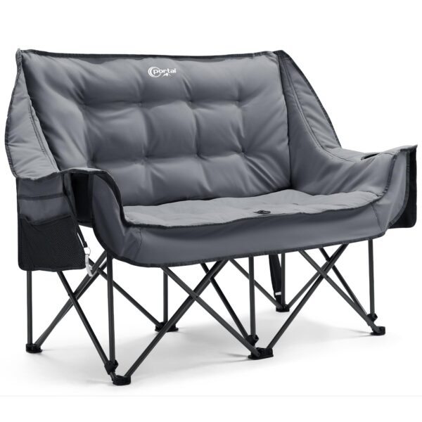 Portal Doppel-Campingstuhl 272 kg belastbar – Gepolstertes Campingsofa mit Tragetasche