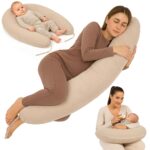 Totsy Baby Stillkissen XXL 190 cm – Schwangerschaftskissen mit Musselin-Bezug Oeko-Tex