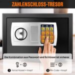 7Sevenjokers Feuerfester Tresor 31x20x20 cm – Einbruchsicher mit Passwort & Schlüssel – Bild 4