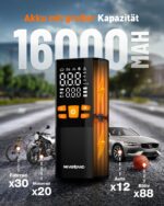 NEVERLAND Elektrische Luftpumpe 150 PSI mit 16000mAh Akku – Kompressor für Auto, Motorrad & Fahrrad – Bild 4