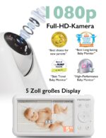 Momcozy Babyphone mit Kamera 5 Zoll 1080P HD – Ohne WLAN mit Nachtsicht & 5000mAh – Bild 4