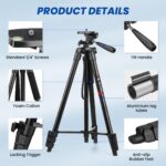 Victiv 162 cm Aluminium Stativ mit Fernauslöser – Universalstativ für Smartphone & Kamera – Bild 7