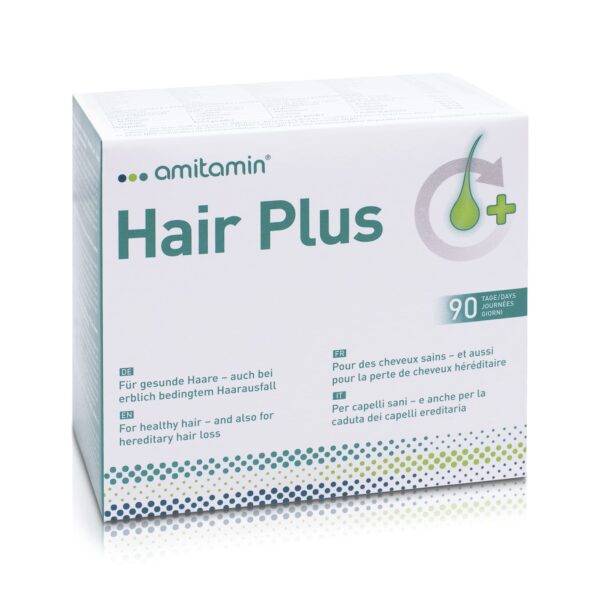 amitamin Hair Plus – 180 Haarvitamin-Kapseln mit Biotin & Zink für kräftiges Haarwachstum