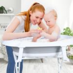 Ansobea Faltbare Babybadewanne mit Ständer – Rutschfeste Badematte & Temperaturindikator – Bild 2
