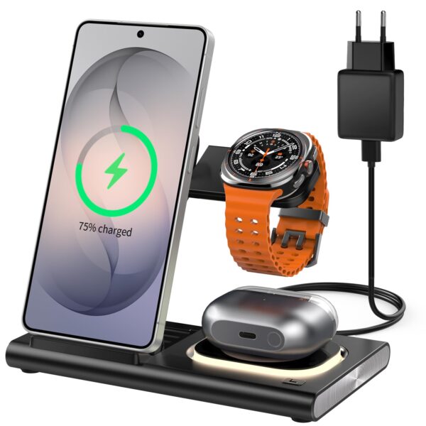 Aimtel 3-in-1 Wireless Ladestation für Samsung – Faltbar mit LED-Nachtlicht & Überhitzungsschutz