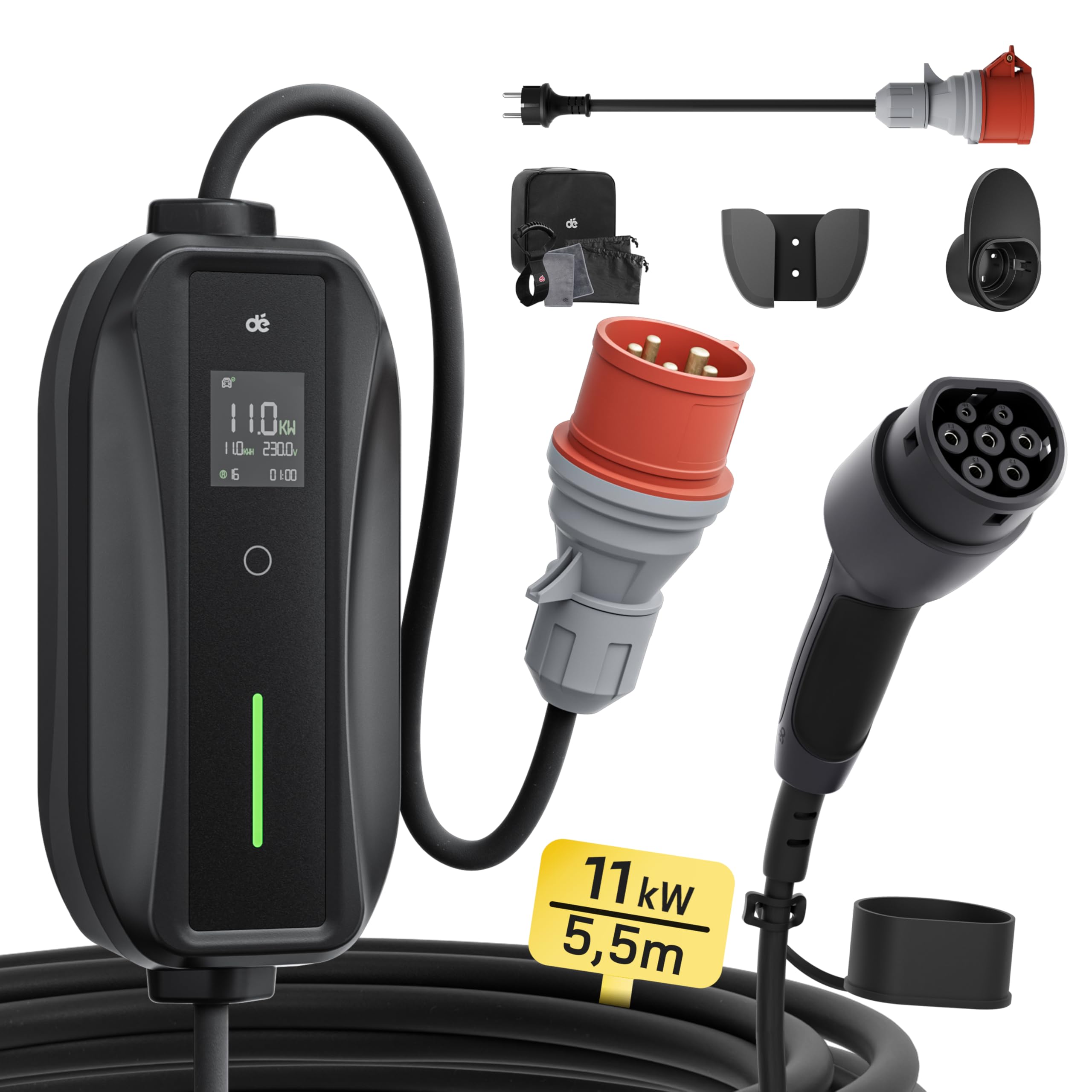 71pITuFBMeL._SY2560_.jpg dé Mobile Wallbox 11kW 3-phasig mit 5,5m Typ-2-Kabel – Schnelles EV-Laden ohne Installation – Bild 1